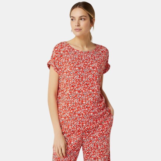 Блузка Tom Tailor красная с цветами, размер S, M